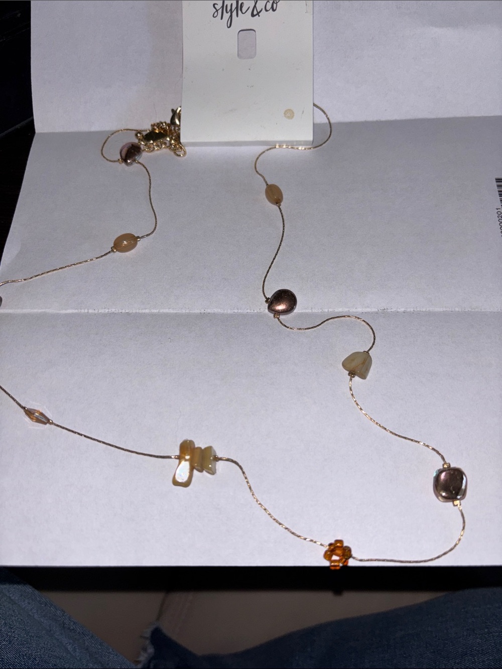 Style & Co. Gold-Tone Station Necklace with Neutral Beads